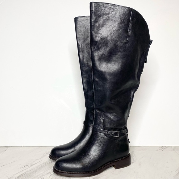 Franco Sarto Haylie Black Leather Wide Calf Tall Boot 5M - Picture 1 of 14